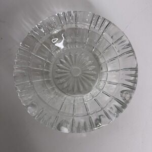 Vintage Crystal Cut Clear Glass Cigar Cigarette Ashtray Large‎ 6" Heavy